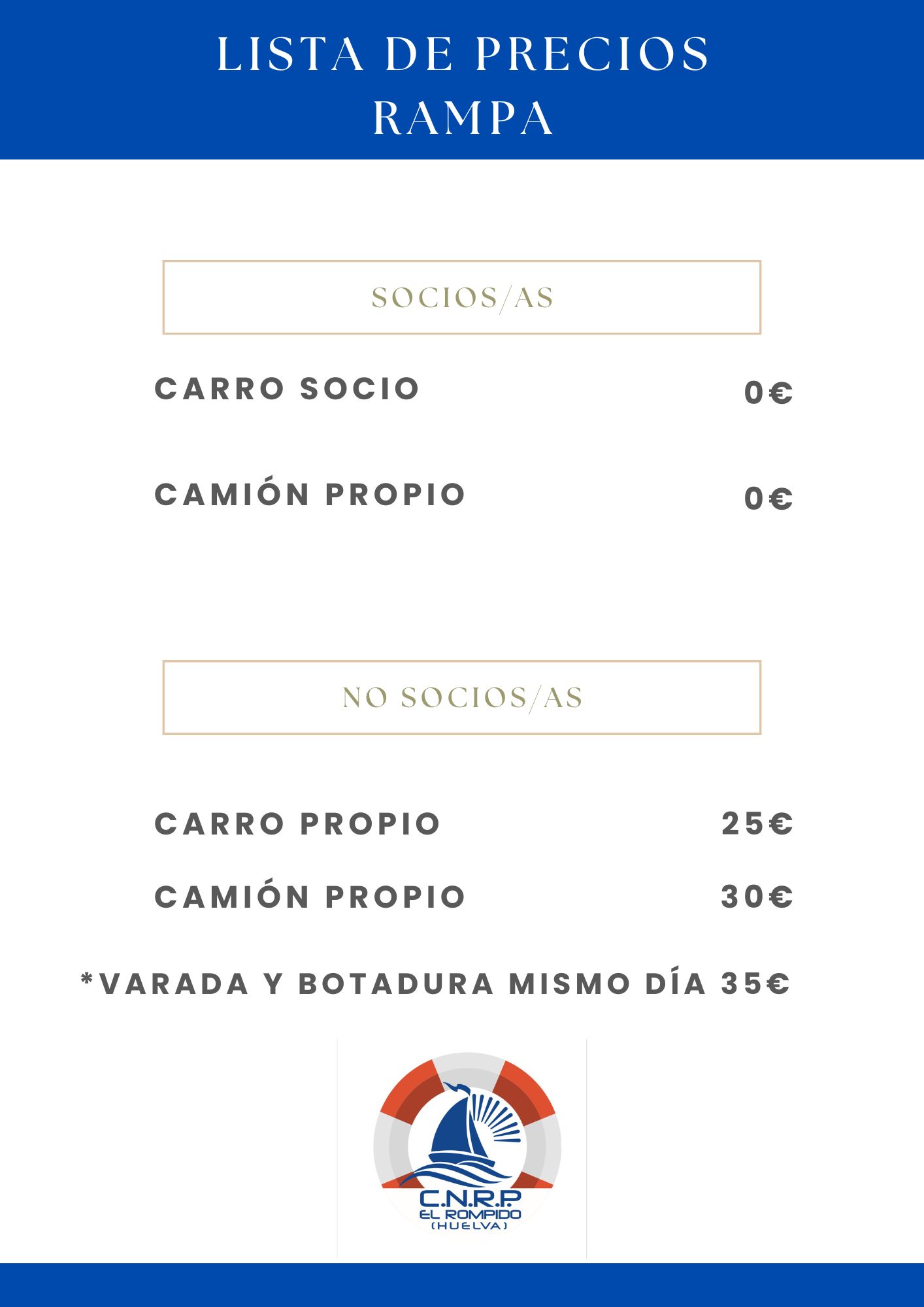PRECIOS RAMPA 2025